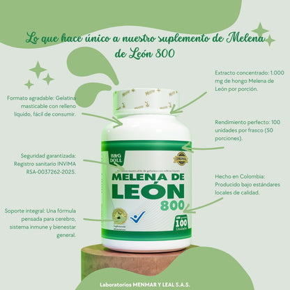 Melena de León 800 – Potencia tu mente y enfoque natural | H&G DOLL (100 unidades)
