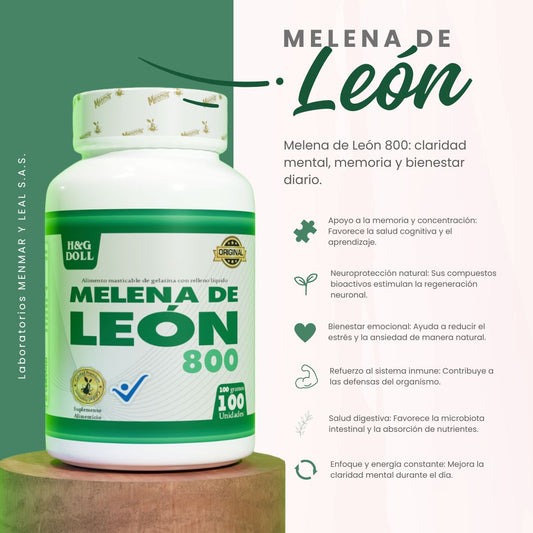 Melena de León 800 – Potencia tu mente y enfoque natural | H&G DOLL (100 unidades)