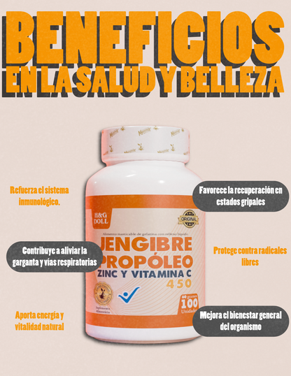 JENGIBRE + PROPÓLEO + ZINC + VITAMINA C