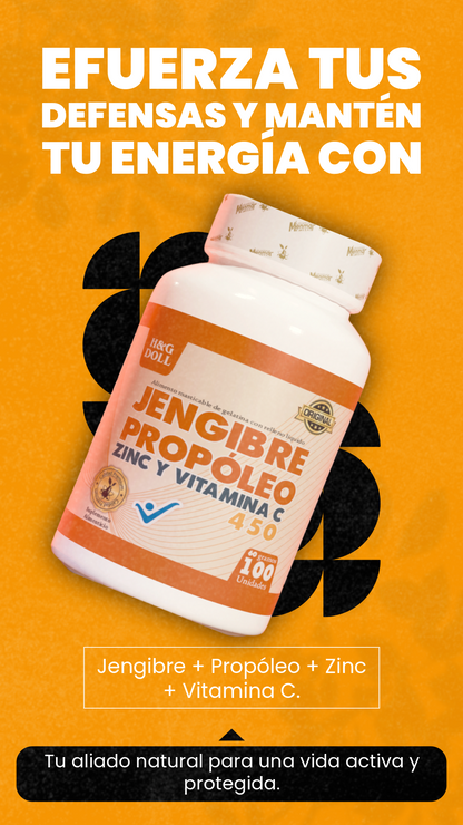 JENGIBRE + PROPÓLEO + ZINC + VITAMINA C