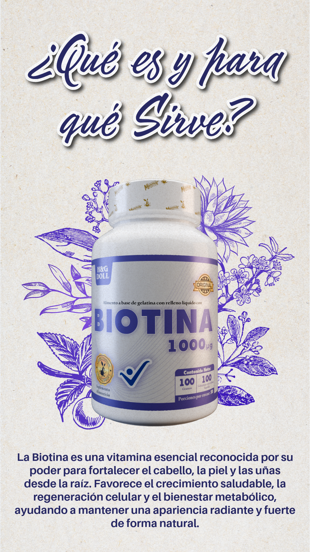 Biotina 1000mcg H&G Doll Gelatina Rellena Líquida x100 Und