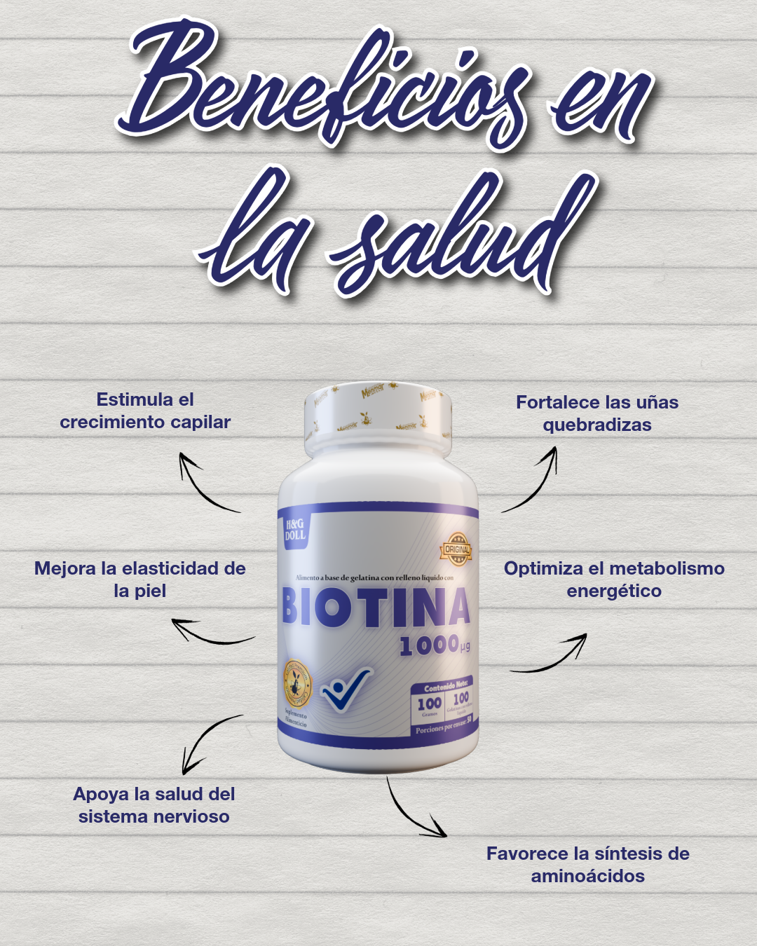 Biotina 1000mcg H&G Doll Gelatina Rellena Líquida x100 Und
