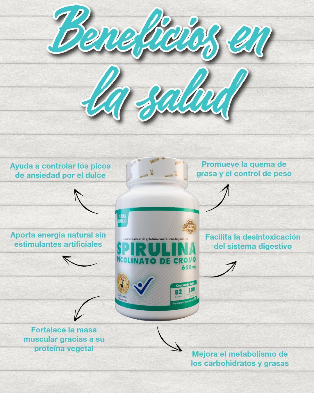 Spirulina Picolinato Cromo H&G Doll Gelatina Rellena x100 Und